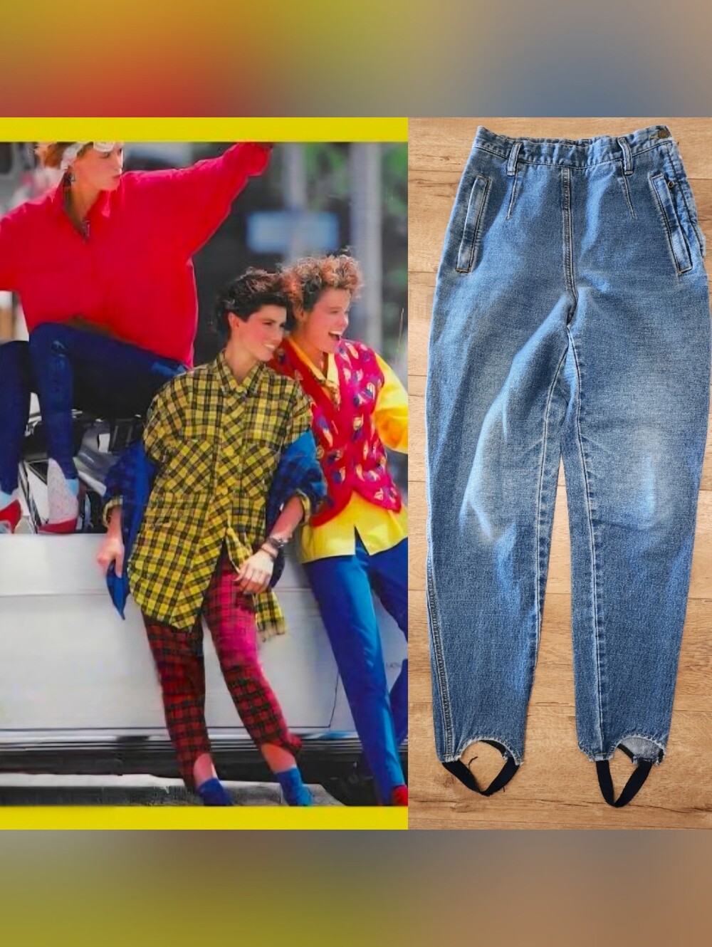 RARE Vintage ICONIC 80s Liz Claiborne Acid Denim Stirrup Pants Womens 6 Jeggings